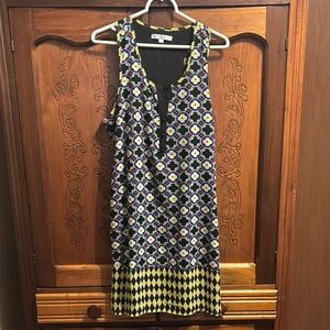 Joy Joy Black and Yellow Geometric Dress